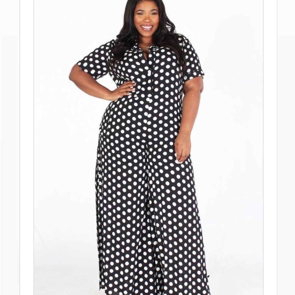 Women’s Black and White Polka Dot Jumpsuit